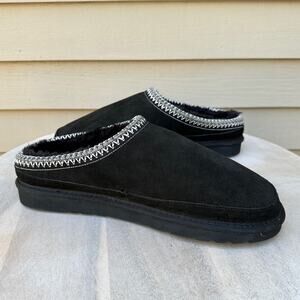 Lamo Womens Size 12 Suede Slippers Black Cirrus Footbed Cozy Fur Lined Slip-On